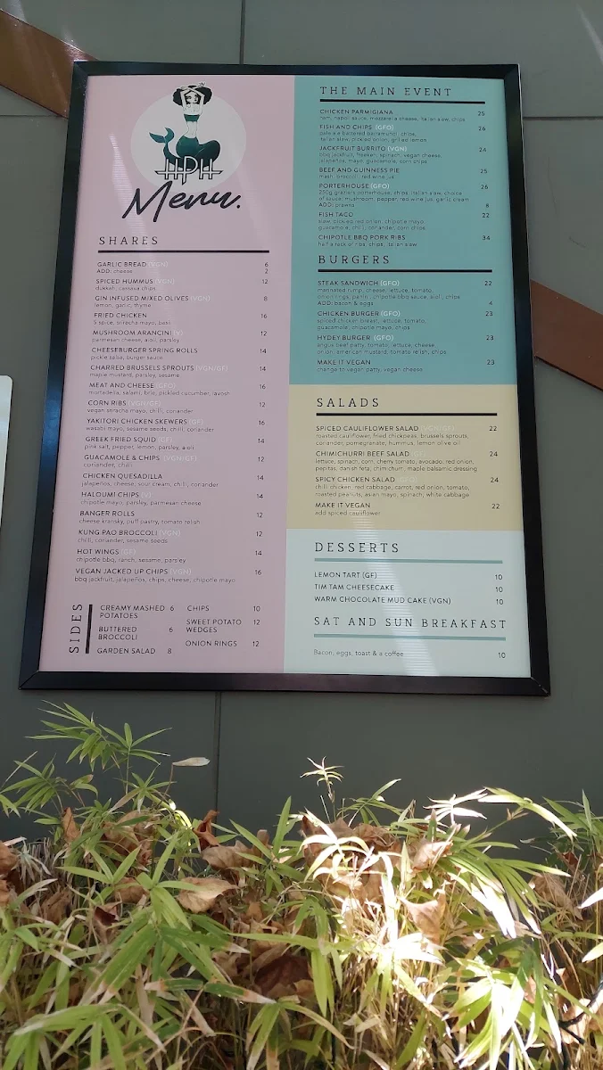 Menu, Hyde Park Hotel
