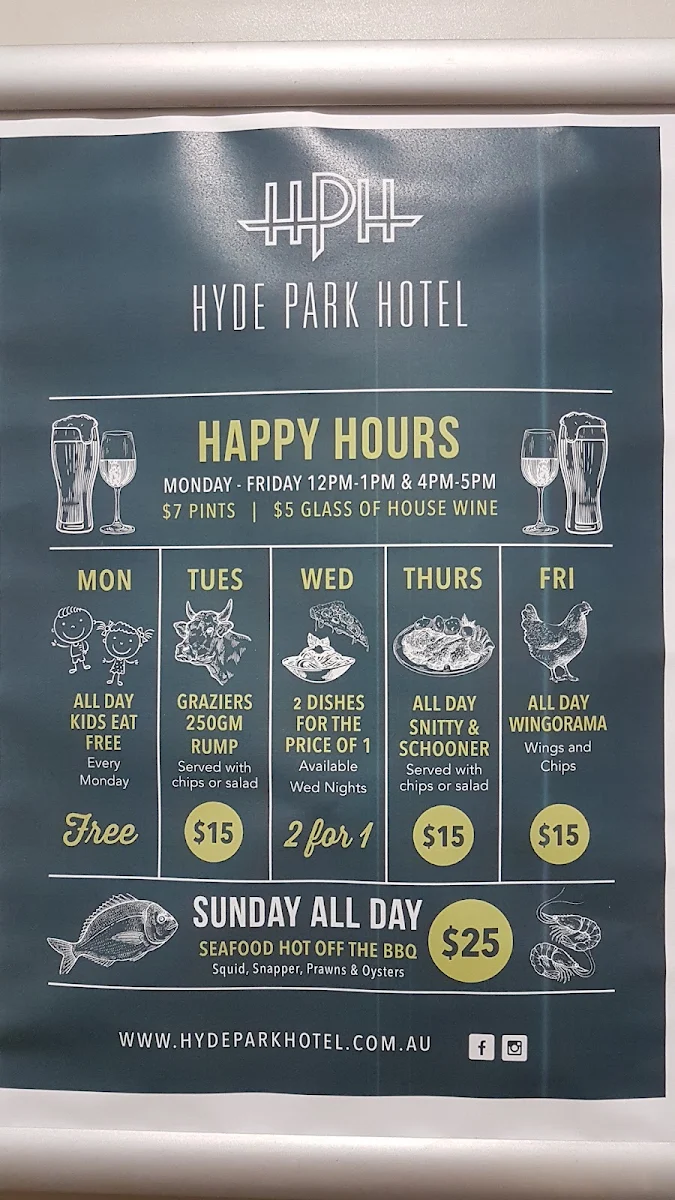 Menu, Hyde Park Hotel