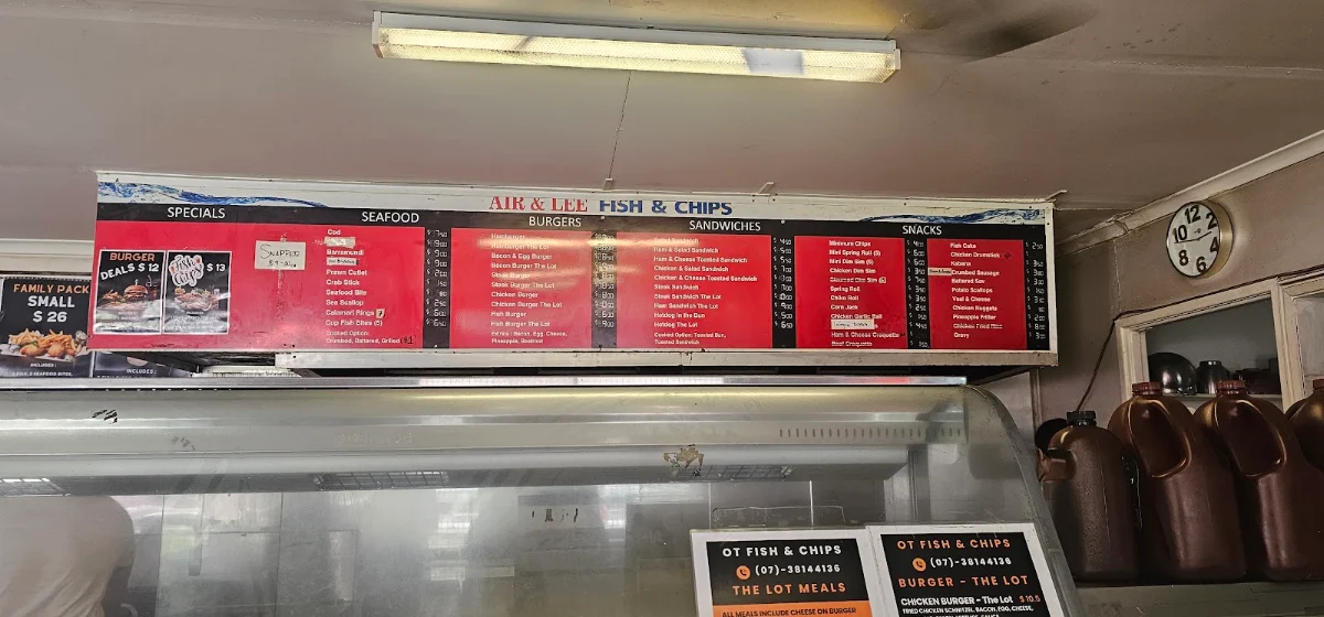 Menu, O.T. Fish & Chips & Convenience Store