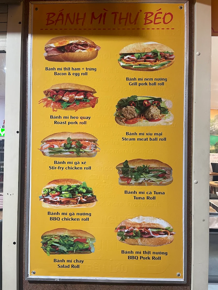 Menu, Thư Béo Restaurant Bankstown