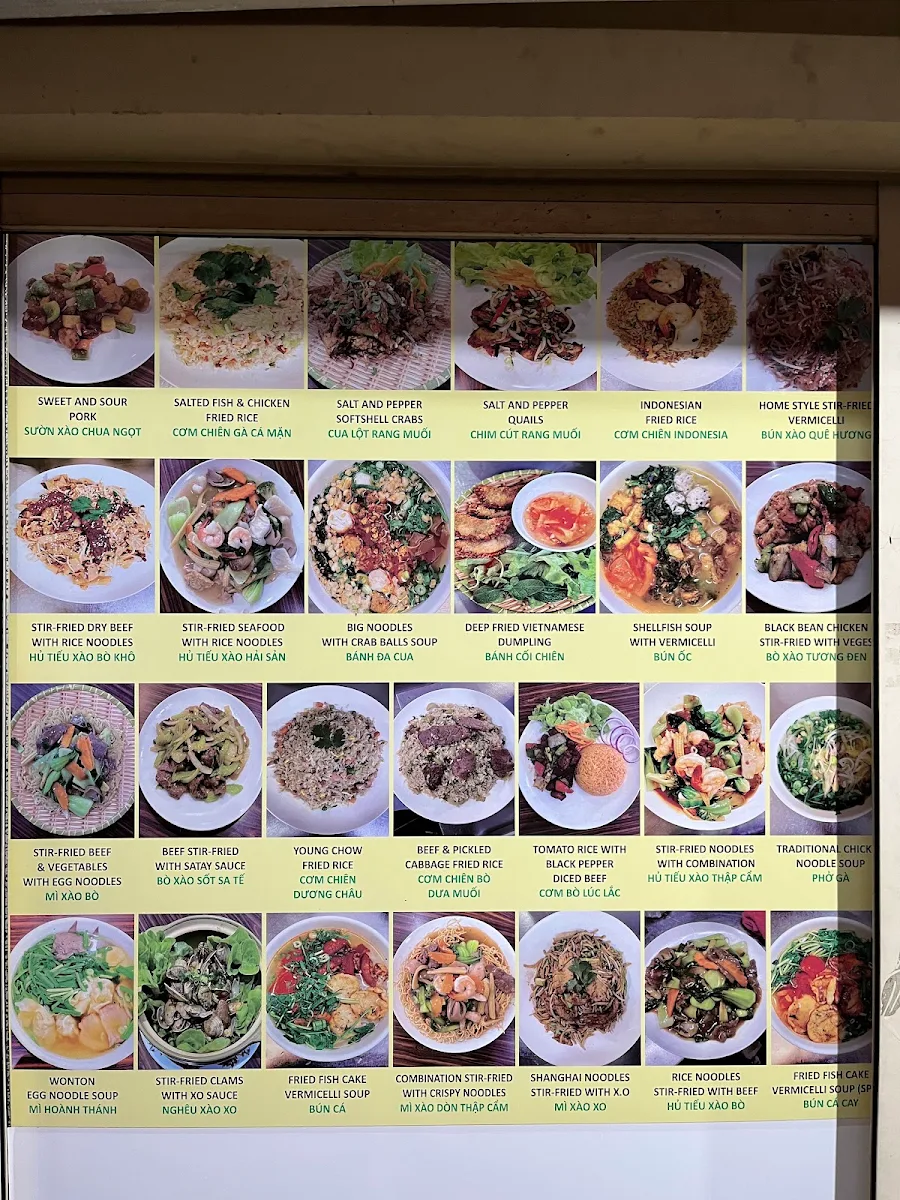 Menu, Thư Béo Restaurant Bankstown