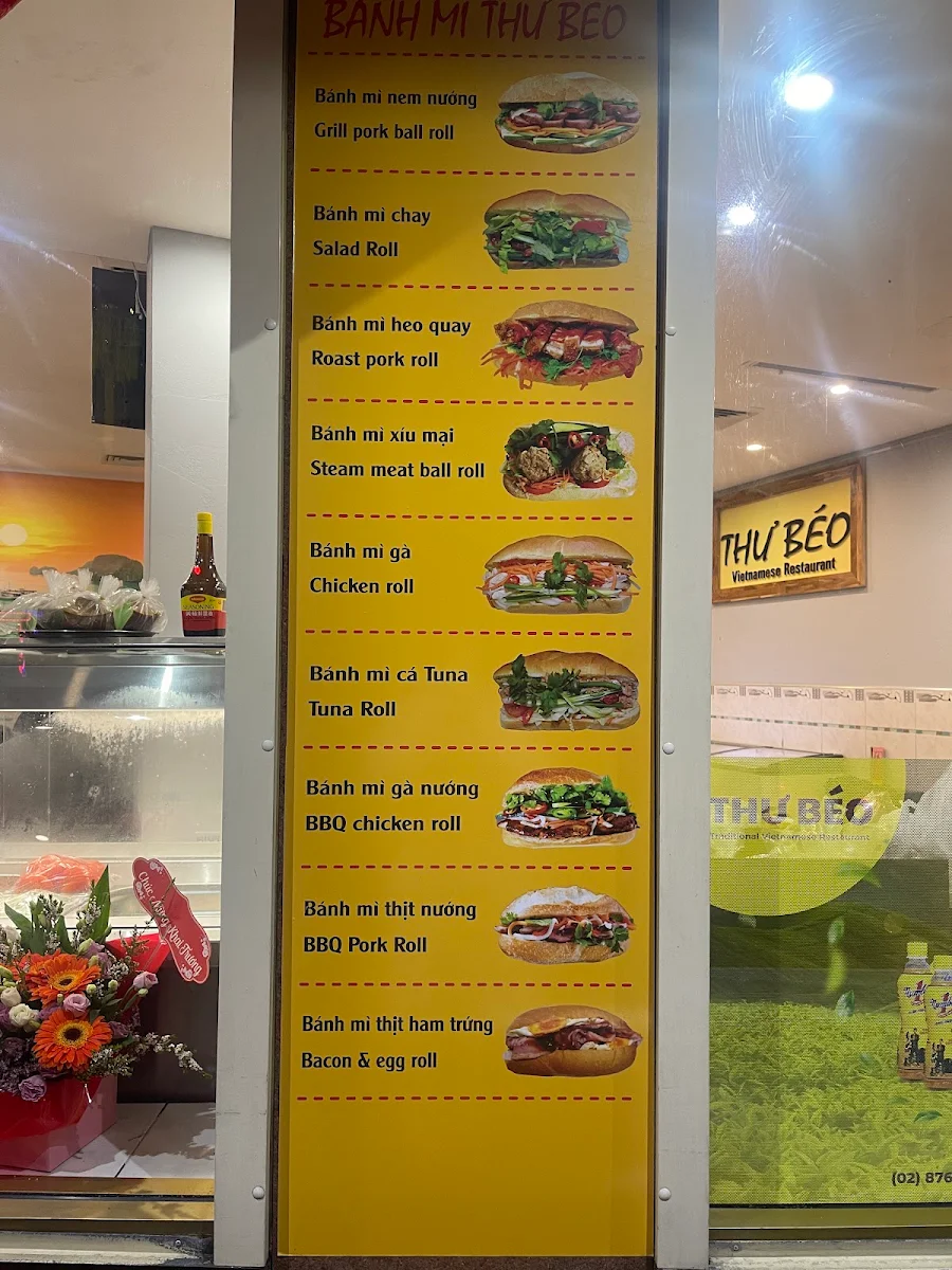 Menu, Thư Béo Restaurant Bankstown