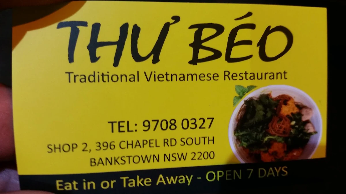 Menu, Thư Béo Restaurant Bankstown