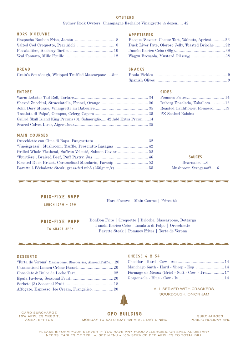 Menu, Epula