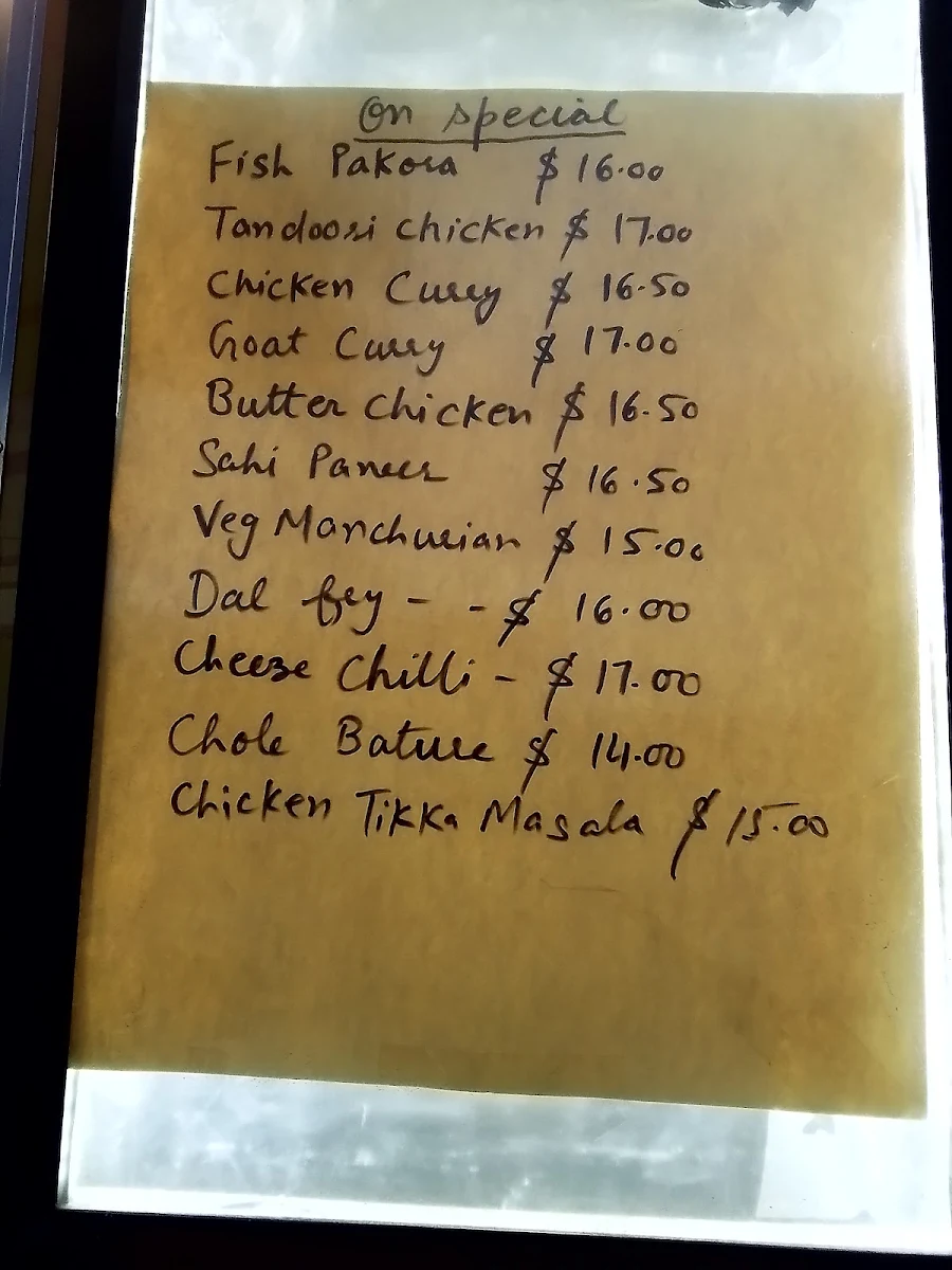 Menu, Spice hut food truck, Rockbank