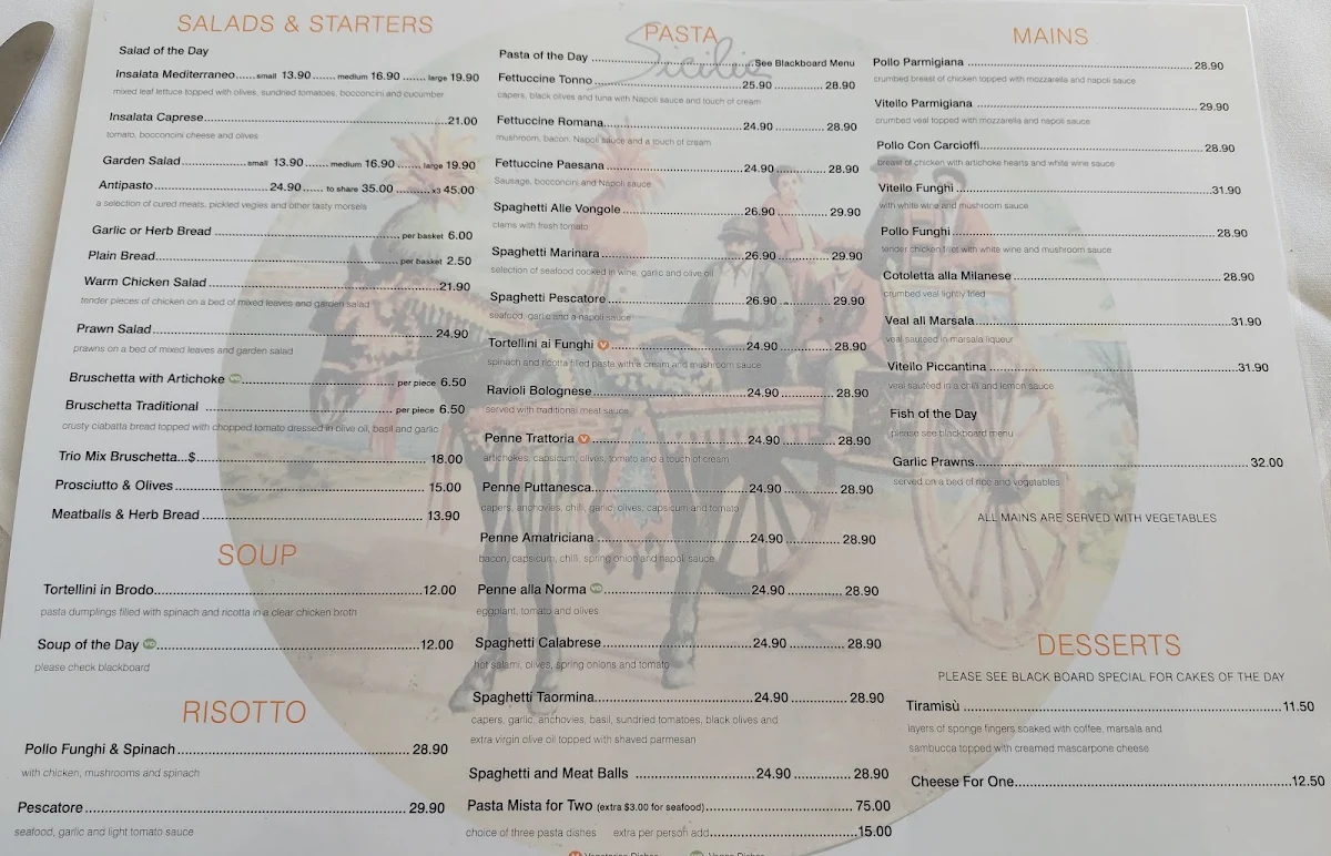 Menu, Maria's Trattoria