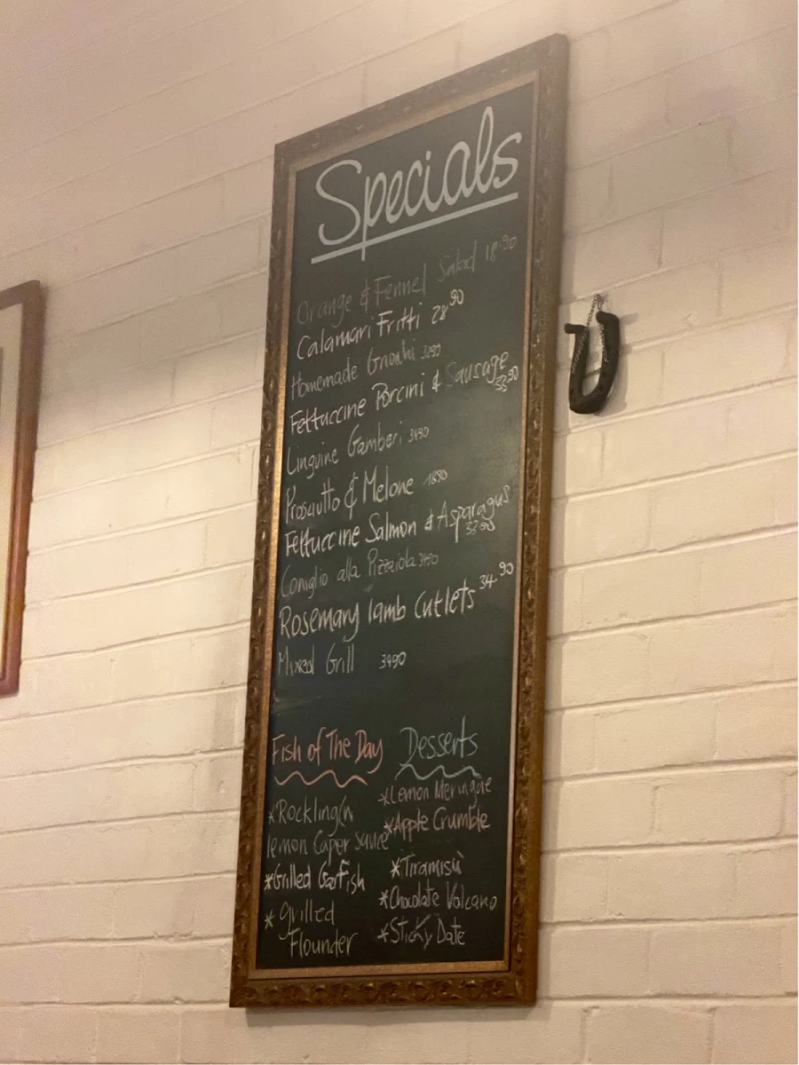 Menu, Maria's Trattoria