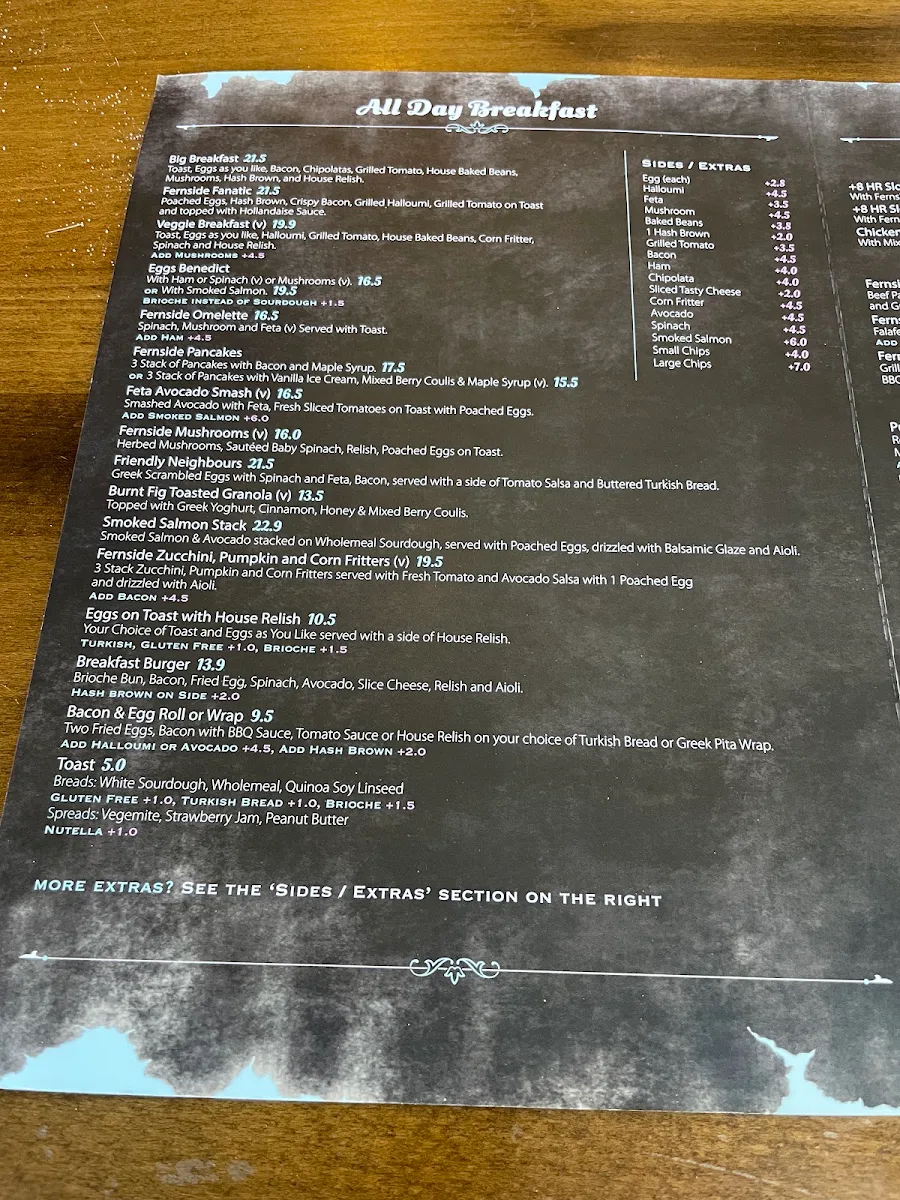 Menu, Fernside Coffee Shoppe