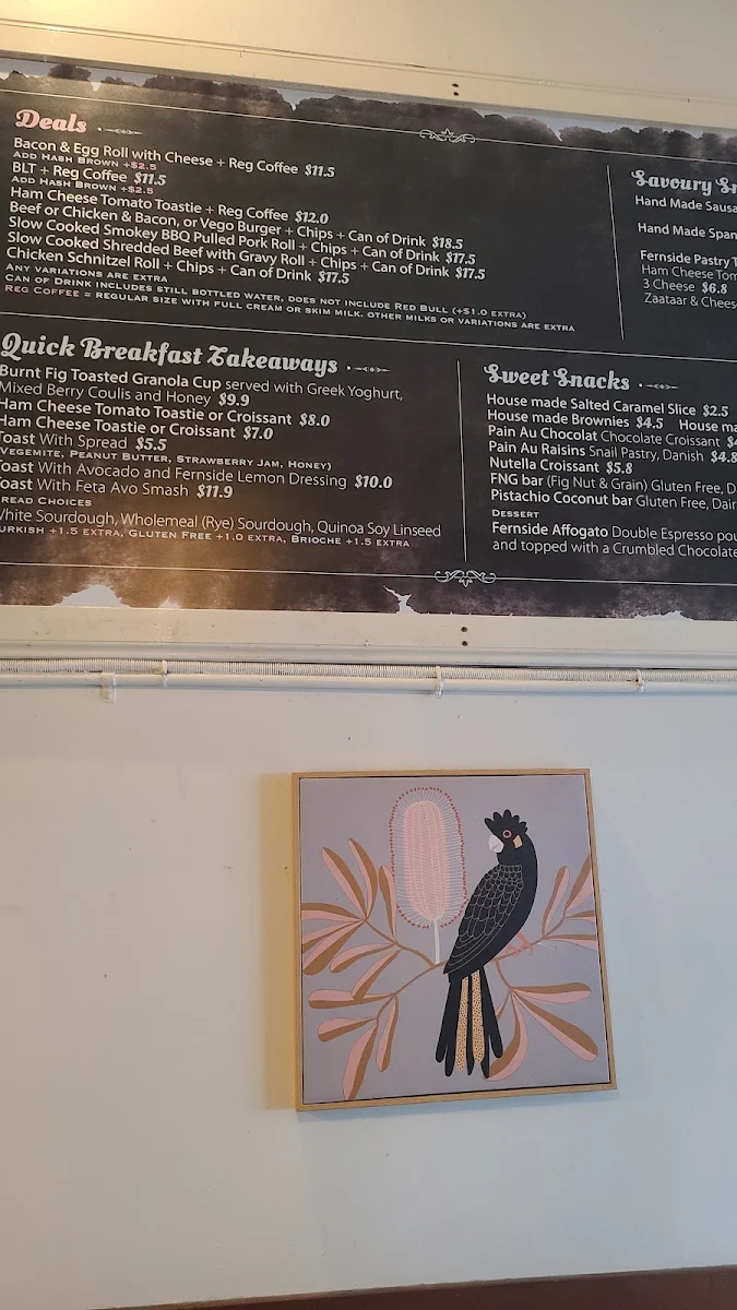 Menu, Fernside Coffee Shoppe