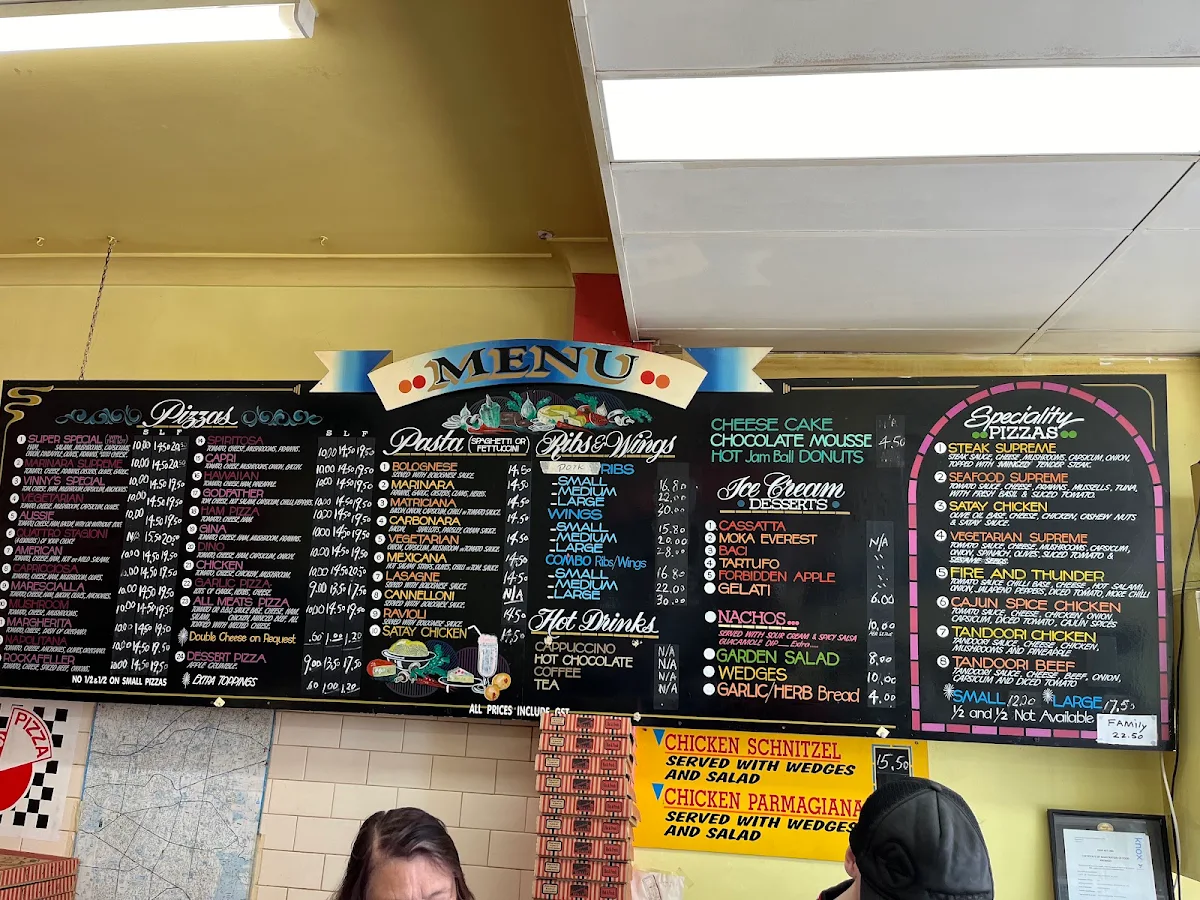Menu, Vinny's Pizza