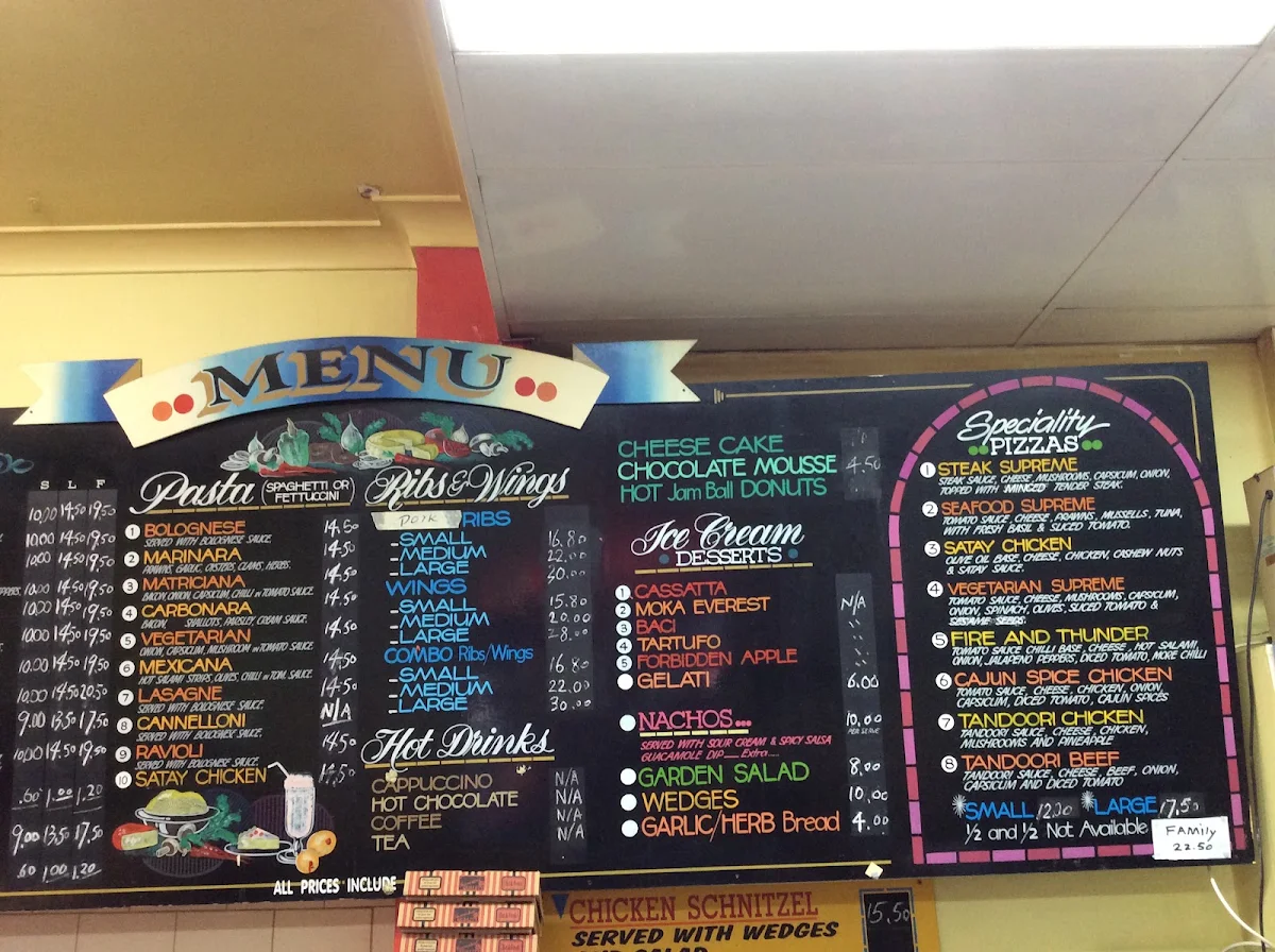 Menu, Vinny's Pizza