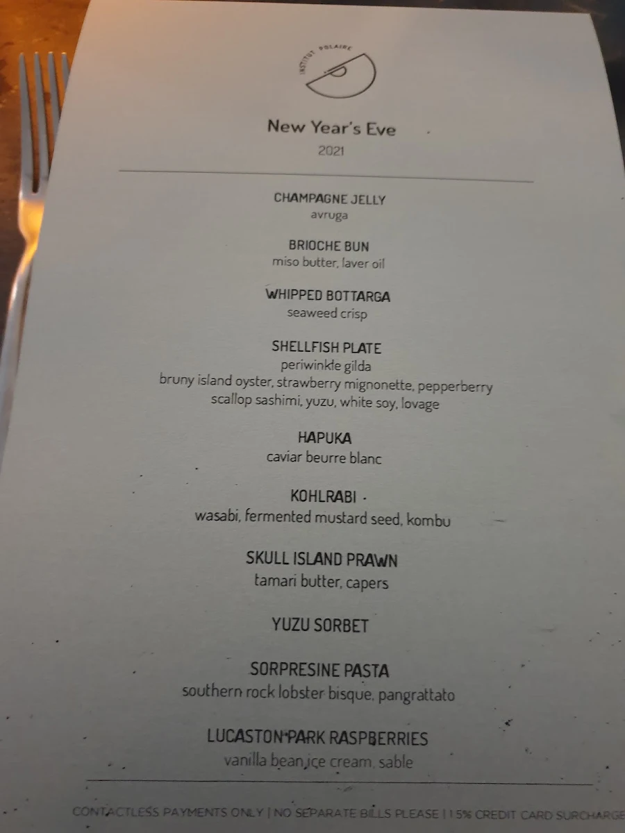 Menu, Institut Polaire