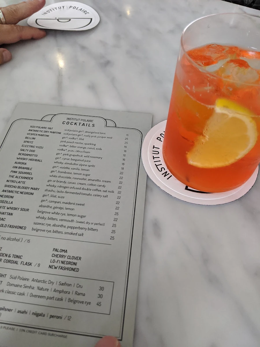 Menu, Institut Polaire
