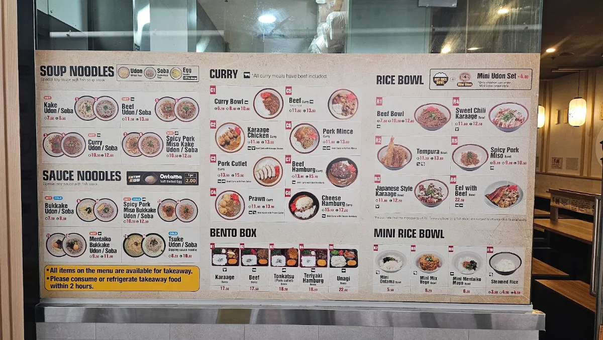 Menu, Udonya Tokoton