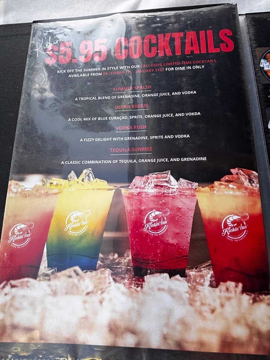 Menu, Kickin'Inn Broadbeach