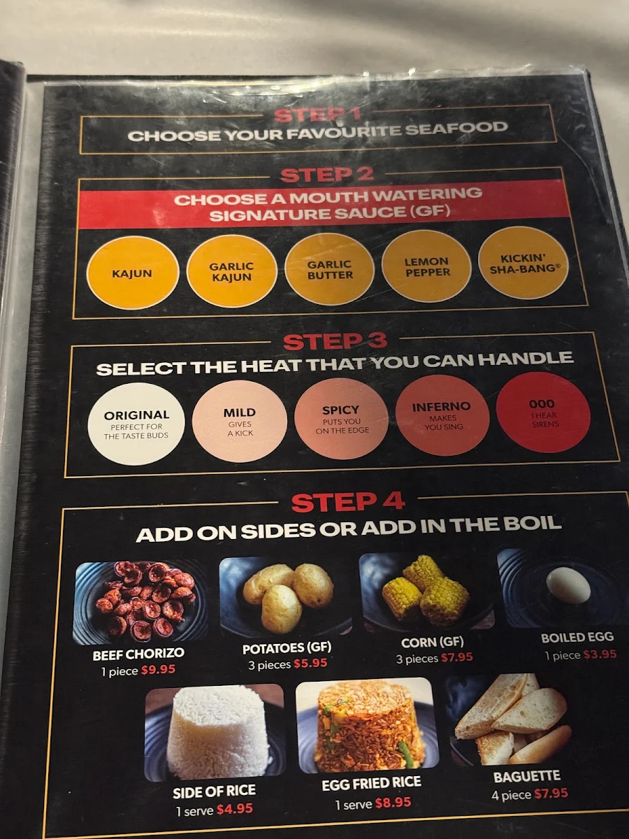 Menu, Kickin'Inn Broadbeach