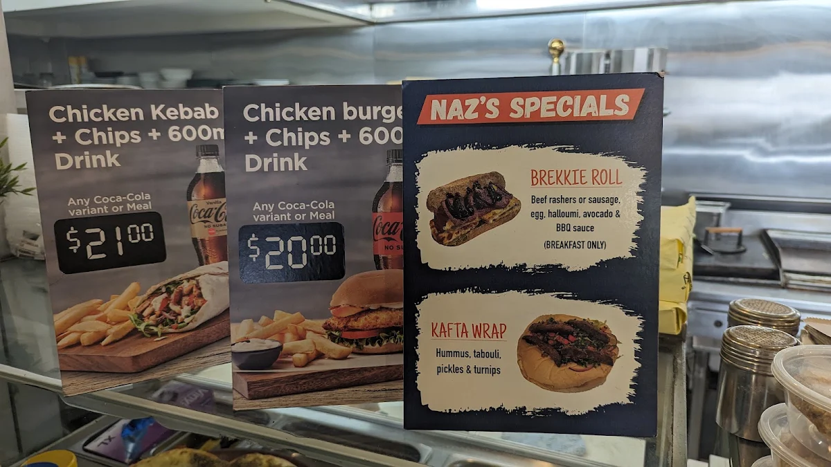 Menu, Naz’s Cafe