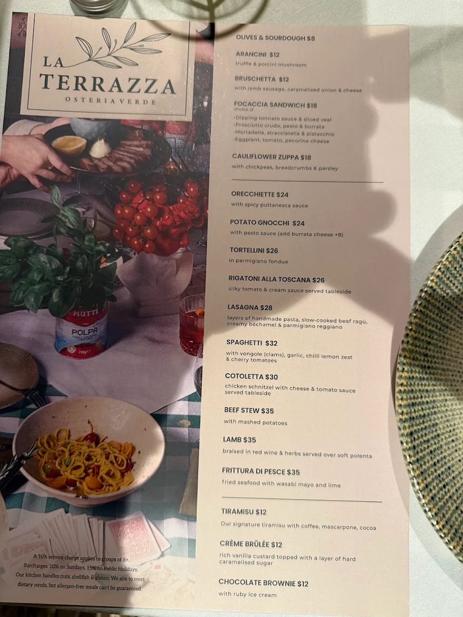 Menu, La Terrazza Osteria Verde