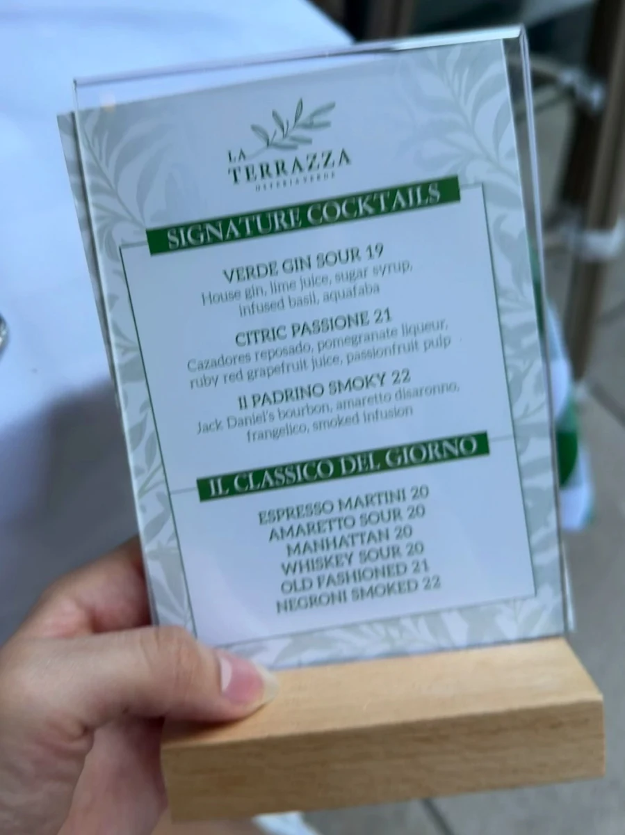 Menu, La Terrazza Osteria Verde