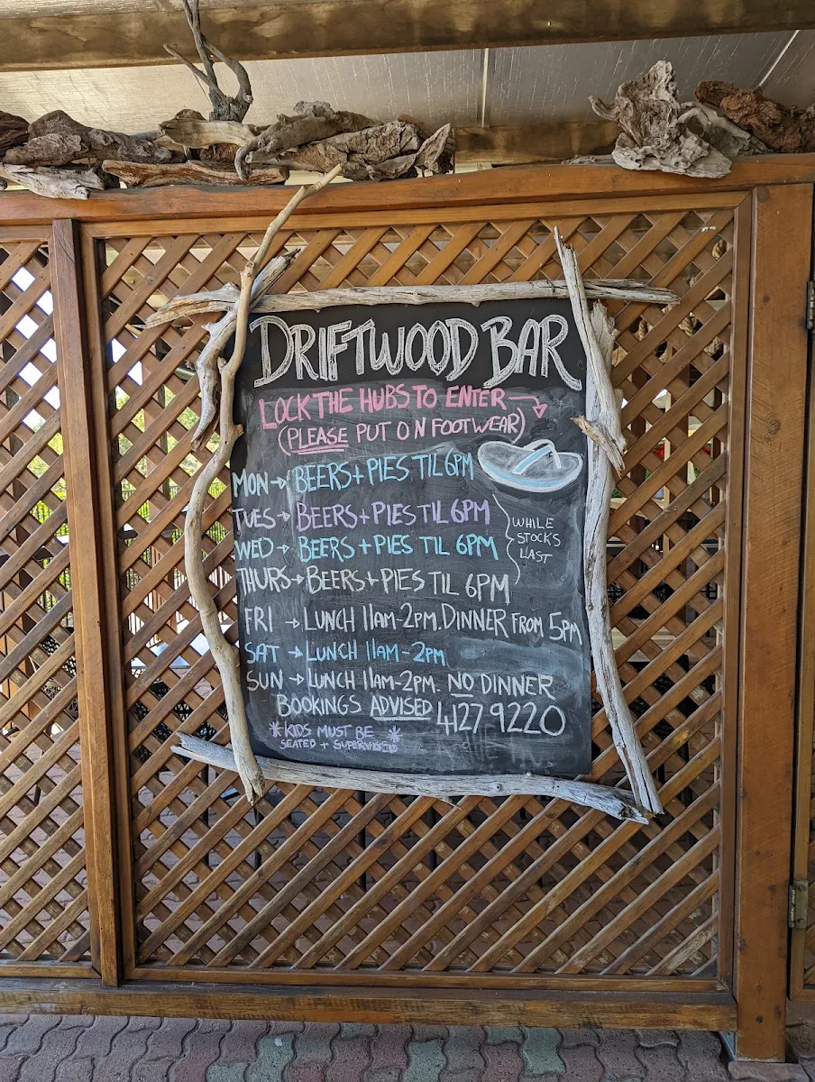 Menu, Orchid Beach Trading Post and Driftwood Bar