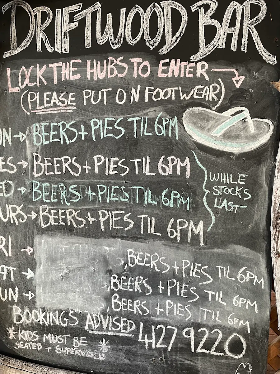 Menu, Orchid Beach Trading Post and Driftwood Bar