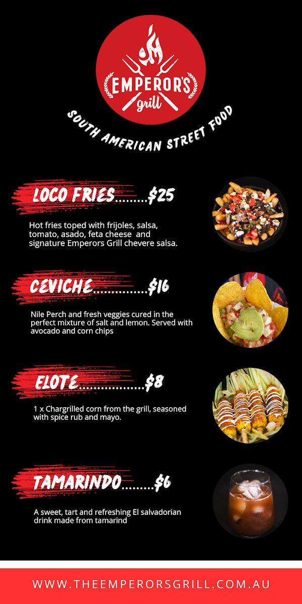 Menu, The Emperors Grill