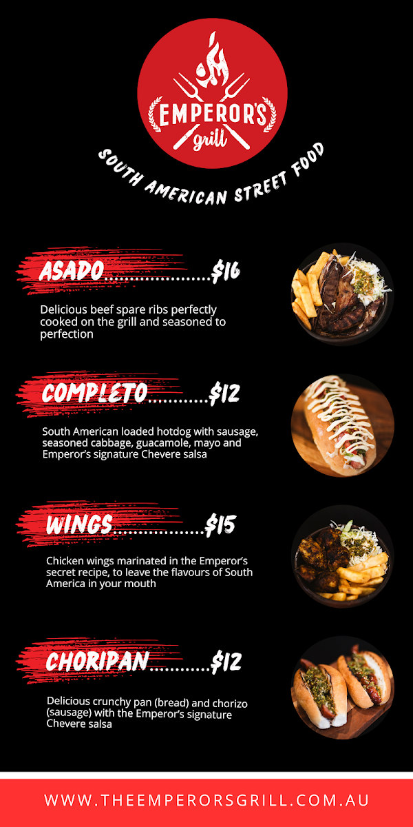 Menu, The Emperors Grill