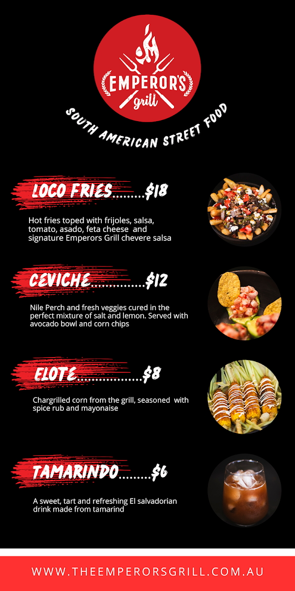 Menu, The Emperors Grill