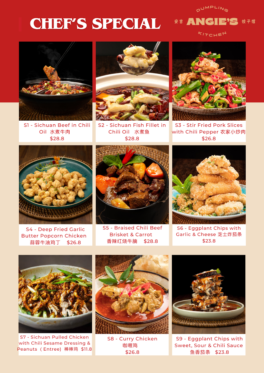 Menu, Angie's Dumpling Kitchen Caroline Springs