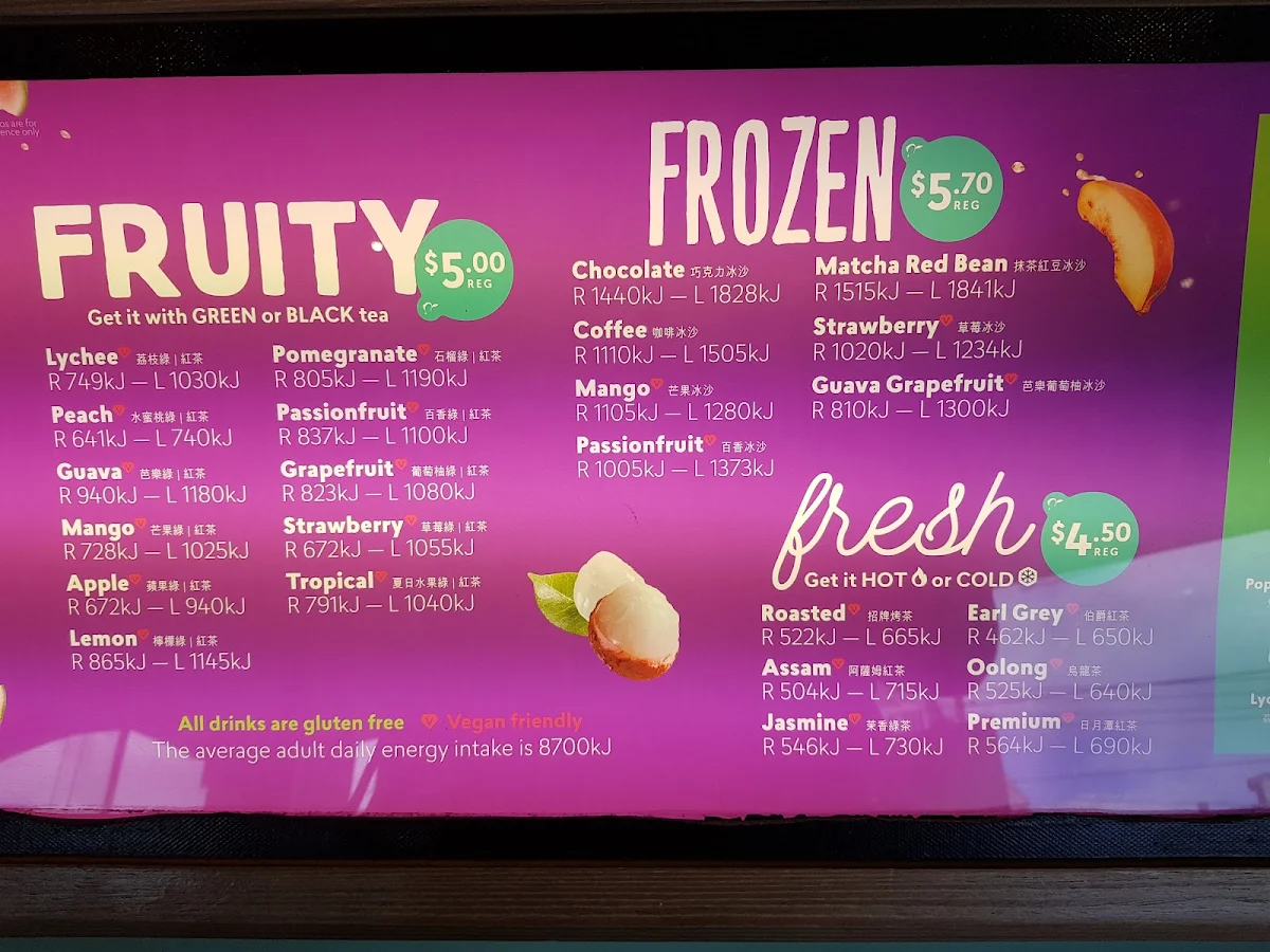 Menu, Chatime Hawthorn