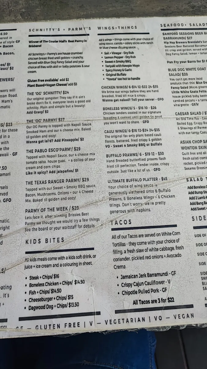 Menu, The Dayboro Drop