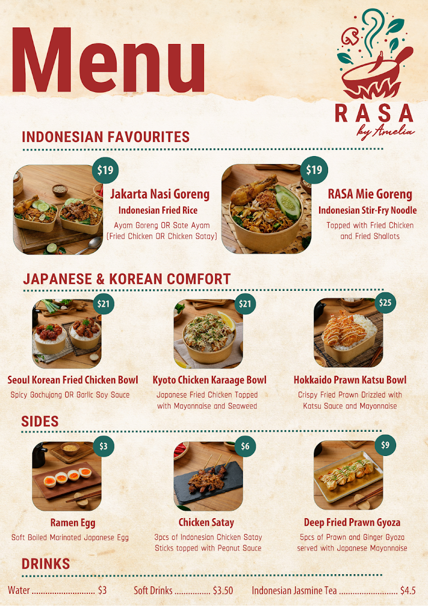 Menu, RASA by Amelia