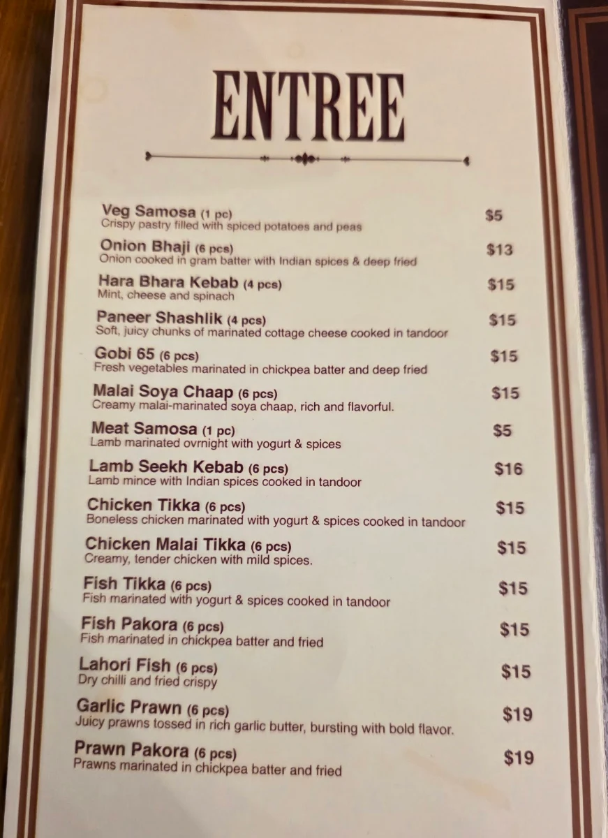 Menu, Naan Bite