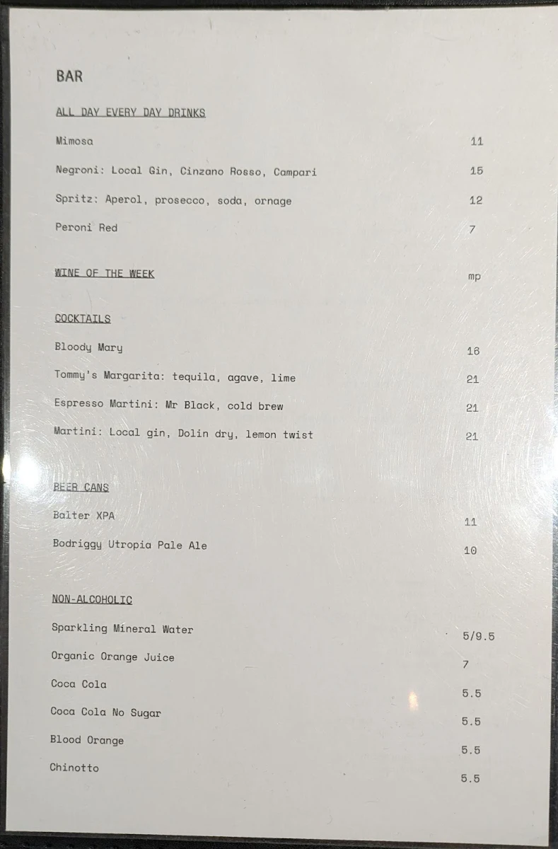 Menu, Maverick