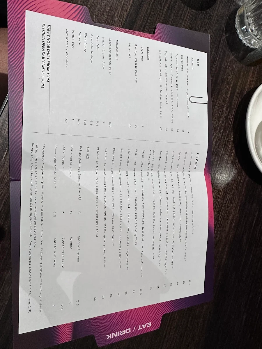 Menu, Maverick