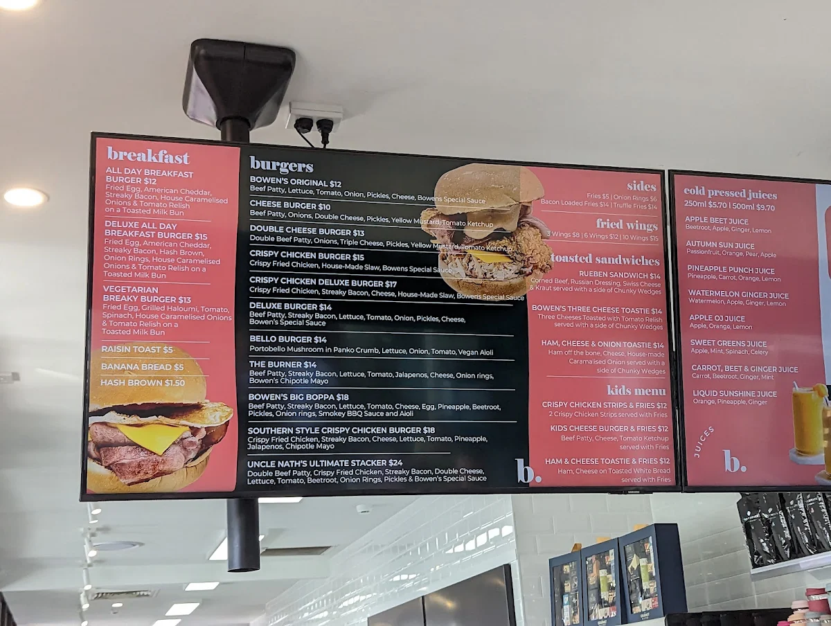 Menu, Bowen's Delicatessen and Fine Foods