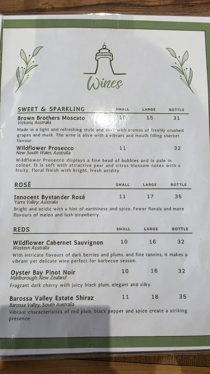 Menu, The Mill Hotel Bar