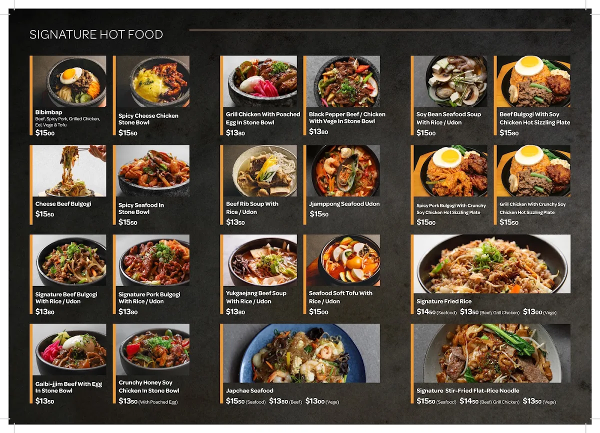 Menu, Seoul Kitchen