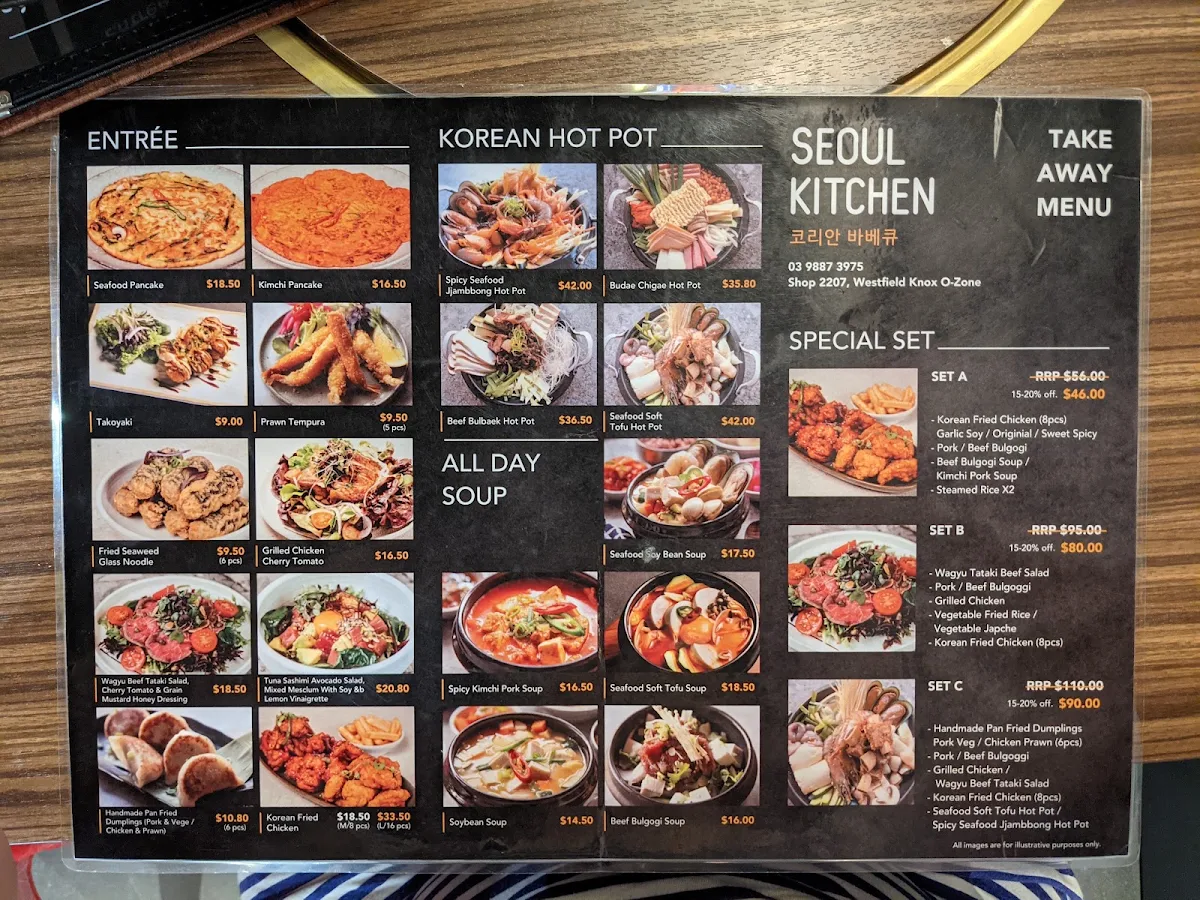 Menu, Seoul Kitchen