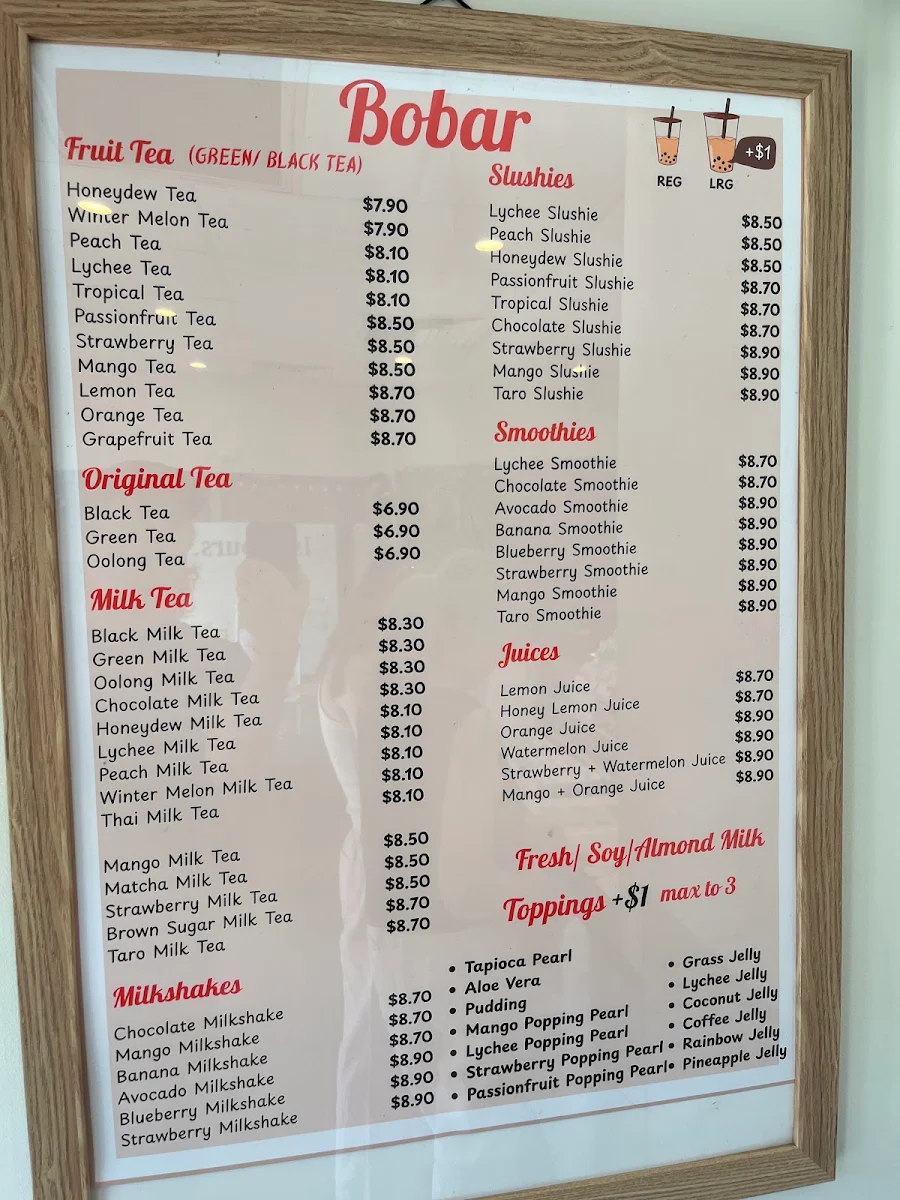 Menu, Bobar