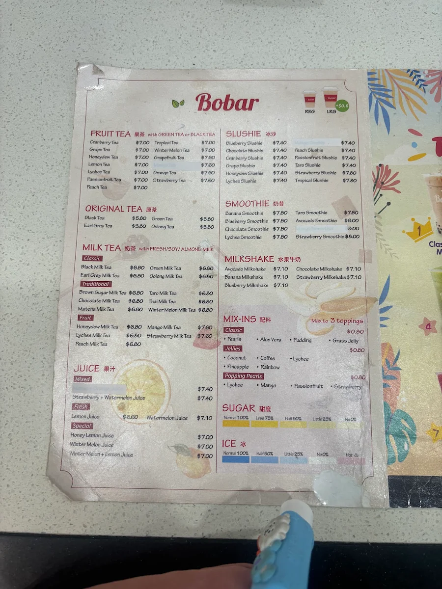 Menu, Bobar