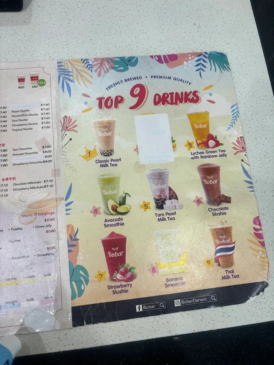Menu, Bobar