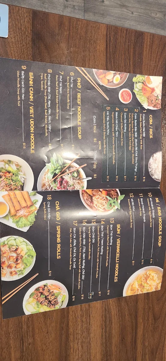 Menu, Mai's Restaurant & Cafe