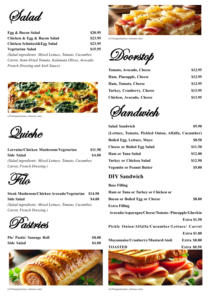 Menu, Angs Coffee & Special Teas