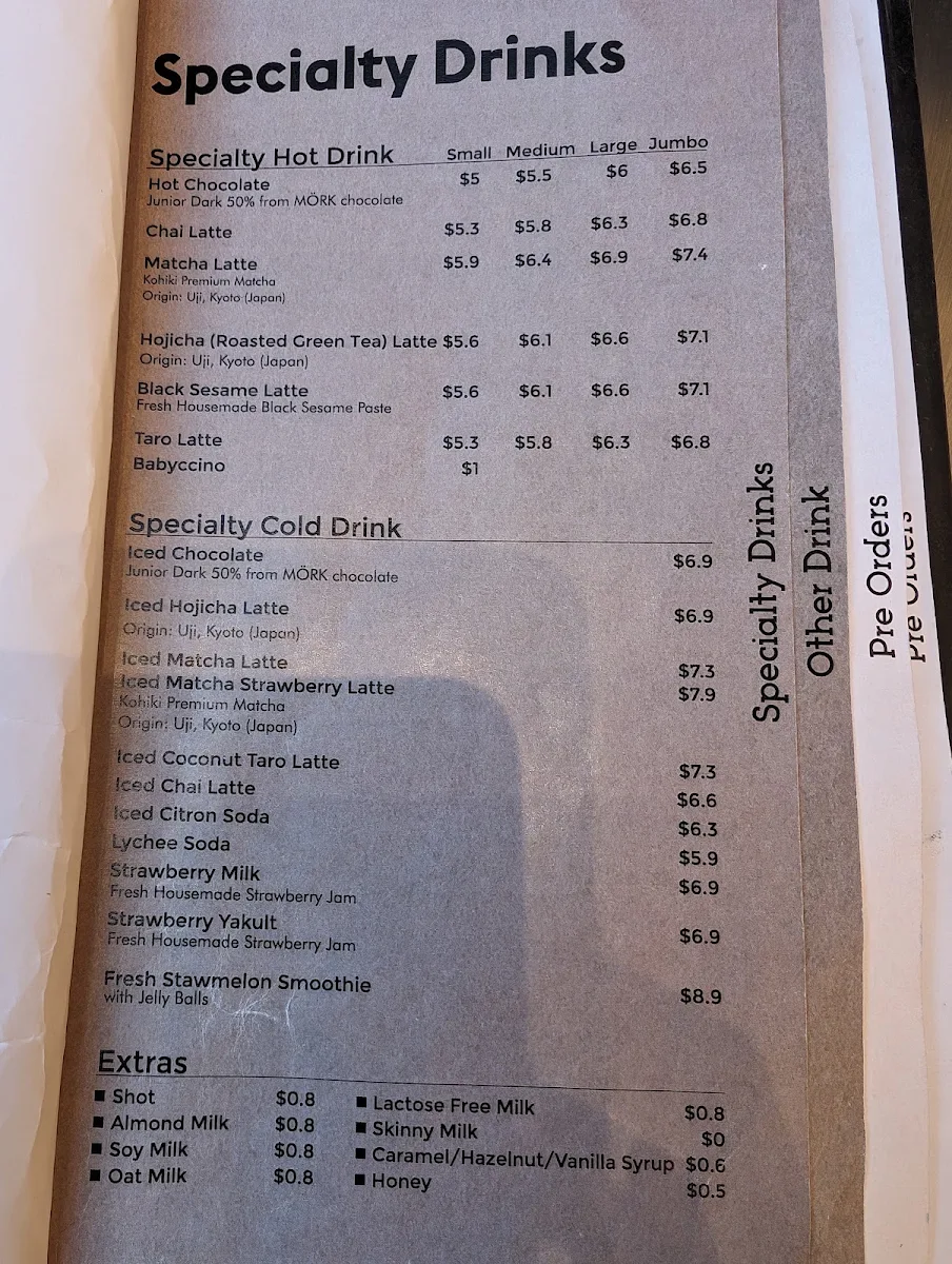 Menu, Lovey Patisserie Cafe