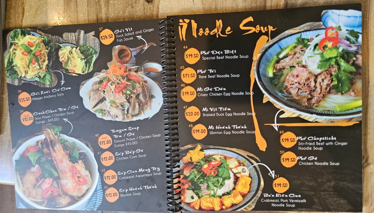 Menu, Chopsticks Viet Restaurant