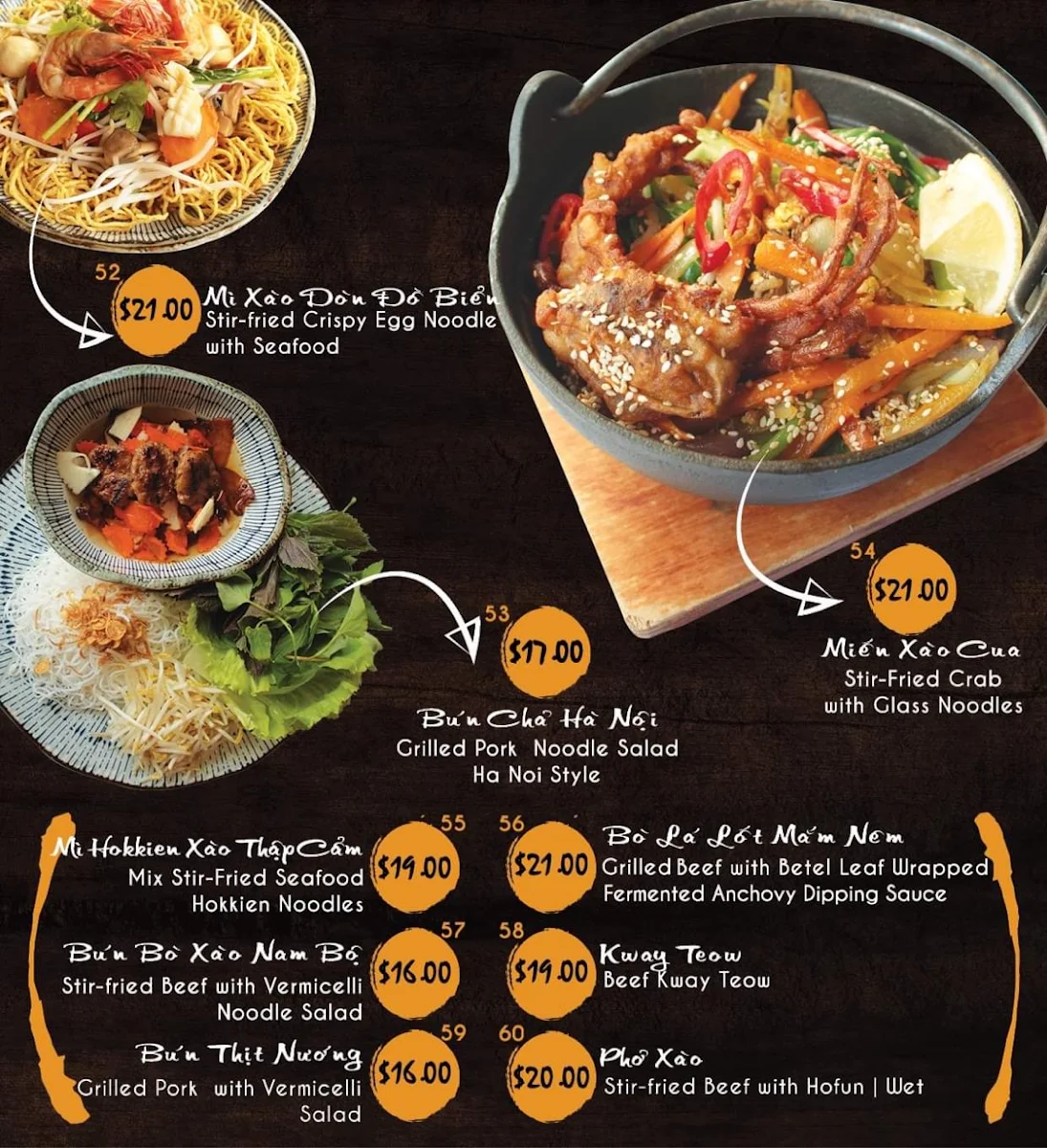 Menu, Chopsticks Viet Restaurant