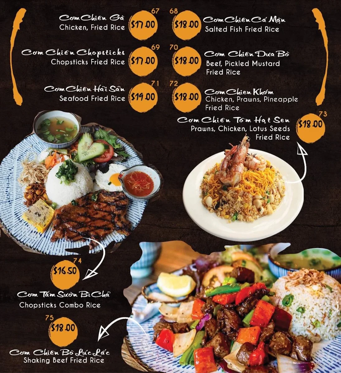 Menu, Chopsticks Viet Restaurant