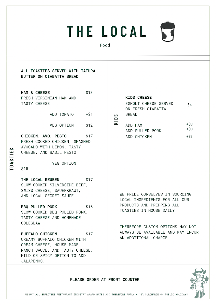 Menu, The Local Shepparton