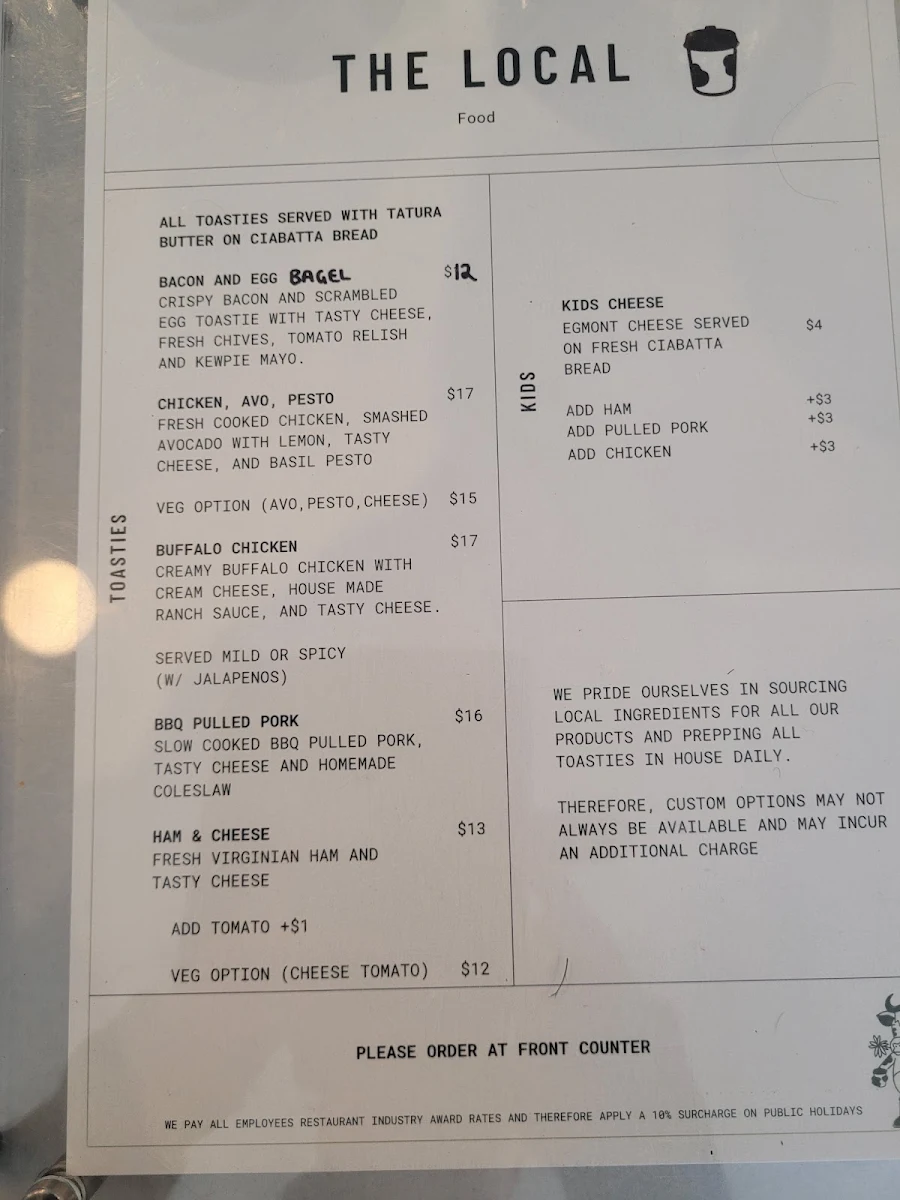 Menu, The Local Shepparton